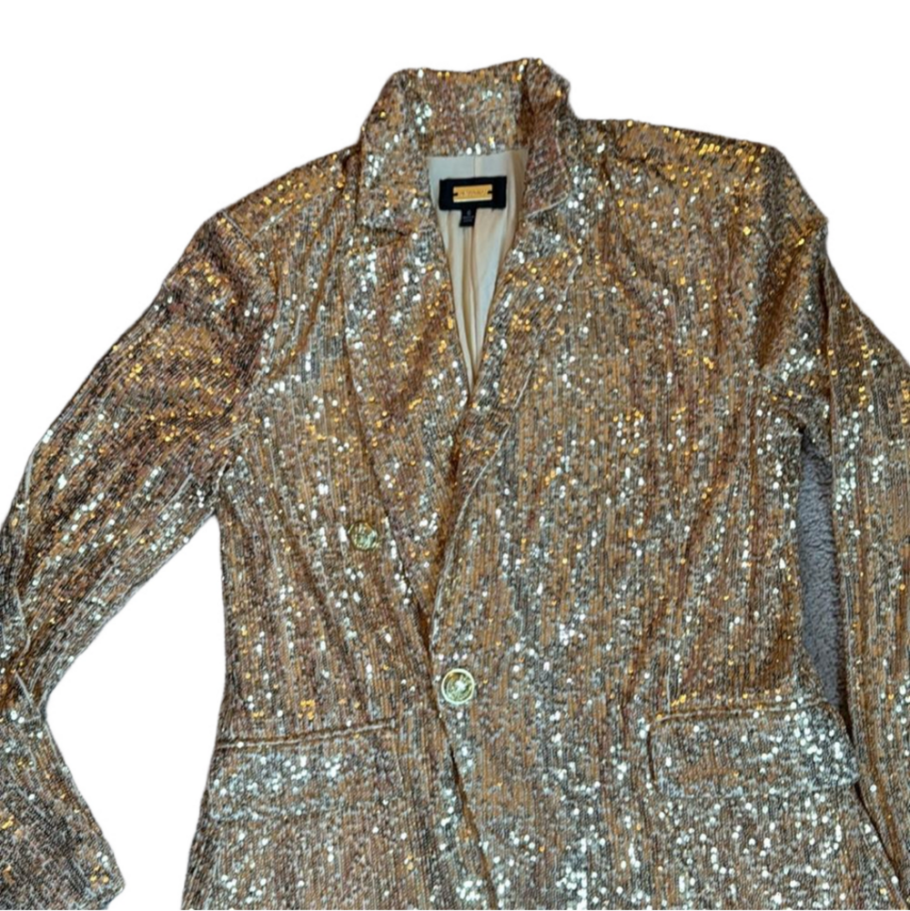 Alexia Admor Size 6 Abbie Blazer Gold Sequins - Picture 9 of 11